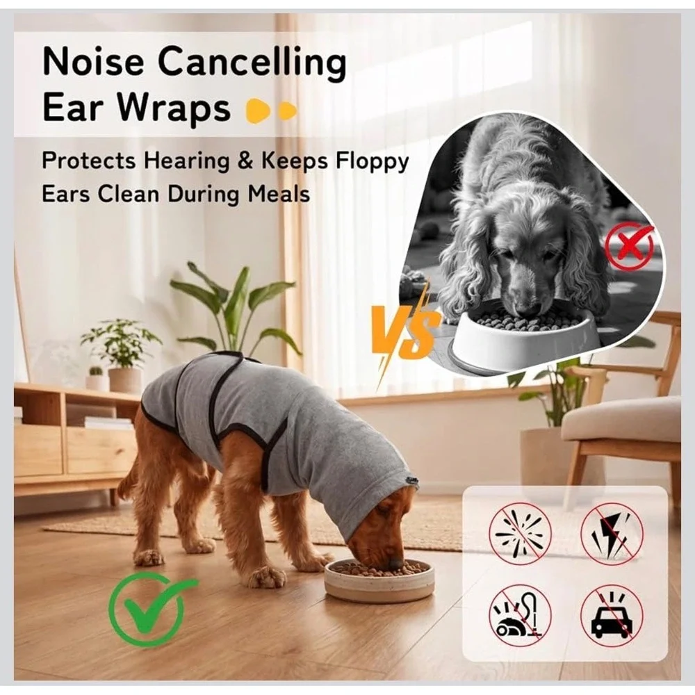 DENTRUN Dog Calming Vest Hoodie Gray Anxiety Relief Shirt Medium Snood Wrap